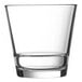 An Arcoroc Stack Up double old fashioned glass with a clear liquid inside.