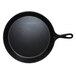 An Elite Global Solutions black faux cast iron fry pan with a handle.