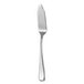 A Oneida Perimeter stainless steel fish knife with a long white handle.