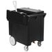 A black Carlisle Cateraide mobile ice bin with a white handle.