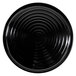 A black Elite Global Solutions melamine plate with a spiral pattern.