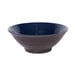 An Elite Global Solutions Durango melamine bowl with a dark blue rim and dark brown base.