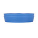 A blue melamine bento box with a white stripe.