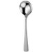 A Oneida Jade stainless steel round bowl soup spoon with a textured handle.