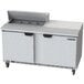 A white Beverage-Air commercial refrigerator with two silver doors and two drawers.