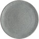 A close-up of a gray speckled Elite Global Solutions Tenaya melamine plate.