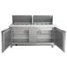 A Beverage-Air stainless steel refrigerated sandwich prep table with two doors.