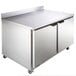 A Beverage-Air stainless steel worktop freezer with two doors.