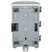 A grey plastic Merfin mini center pull towel dispenser with black and white trim.