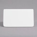 A white rectangular Tablecraft melamine table tent with a gray border.