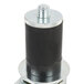 A black cylinder with a silver band.
