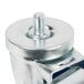 A close-up of the Advance Tabco Enclosed Base Table swivel caster stem.