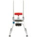 A metal and red Vollrath InstaCut 3.5 tabletop wedger with a red handle.