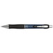 A Pilot G2 Pro pen with a black and blue barrel.