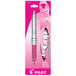 A pink Pilot Dr. Grip Center of Gravity pen with a pink ribbon on it in a box.