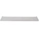 A white rectangular metal high shelf with holes.