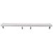A white metal back riser shelf with two legs.