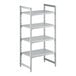 A white metal Cambro shelving unit with 4 vented shelves.