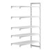 A white plastic Camshelving® Premium add on unit with four vented shelves.