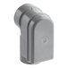 A grey plastic pipe fitting with a round hole.