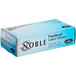 A blue box of Noble powdered latex gloves with black text.
