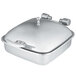 A Vollrath stainless steel square chafer with a lid.