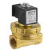 A brass Hobart solenoid valve with a black cover.