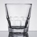 An Anchor Hocking New Orleans tall rocks glass with a rim.