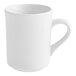 An Acopa ivory stoneware coffee mug with a handle on a white background.