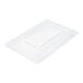A clear plastic Carlisle food storage lid.