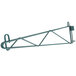 A green Metroseal 3 wall mount shelf support post.