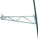 A Metroseal 3 wall mount shelf support pole with a green Metroseal clip.