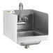 A Regency stainless steel wall mounted hand sink with a gooseneck faucet.