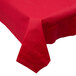 A Hoffmaster red Cellutex paper table cover on a table with a white background.