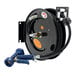 An Equip by T&S hose reel with a blue front trigger handle.