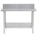 An Advance Tabco stainless steel work table with undershelf.