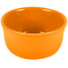 An orange bowl with a white background.