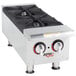 An APW Wyott countertop range with two burners.