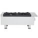 An APW Wyott stainless steel countertop range with two gas burners.
