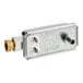 An American Range gas valve with a silver rectangular body and gold connector.