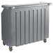 a grey plastic container with wheels