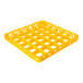 A yellow plastic glass rack extender with 36 compartments for dishwashing or storage.
