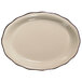 CAC SC-13B Seville 11 5/8 inch x 8 1/2 inch Ivory (American White) Scalloped Edge China Platter with Black Band - 12/Case