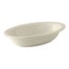 A white oval Tuxton china serving bowl.