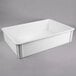 A white plastic rectangular Cambro pizza dough proofing box.