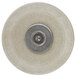 A white ceramic grinding wheel with a metal screw in the center.