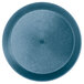 A blue round HS Inc. polypropylene deli server with a circular pattern on a short base.