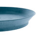 A blue polypropylene round deli server with a short base.