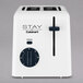 A white STAY by Cuisinart toaster with black dials and buttons.