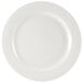 A Homer Laughlin Pristine Ameriwhite china plate with a white rim.